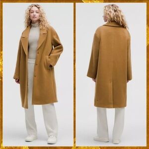 Lululemon Relaxed Fit Wool Overcoat Sz Medium Camel Brown NWT Retail $448
